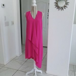 Adrianna Papell Fuchsia Pink Sleeveless Draped Front Asymmetric Hem Dress 4 / 6